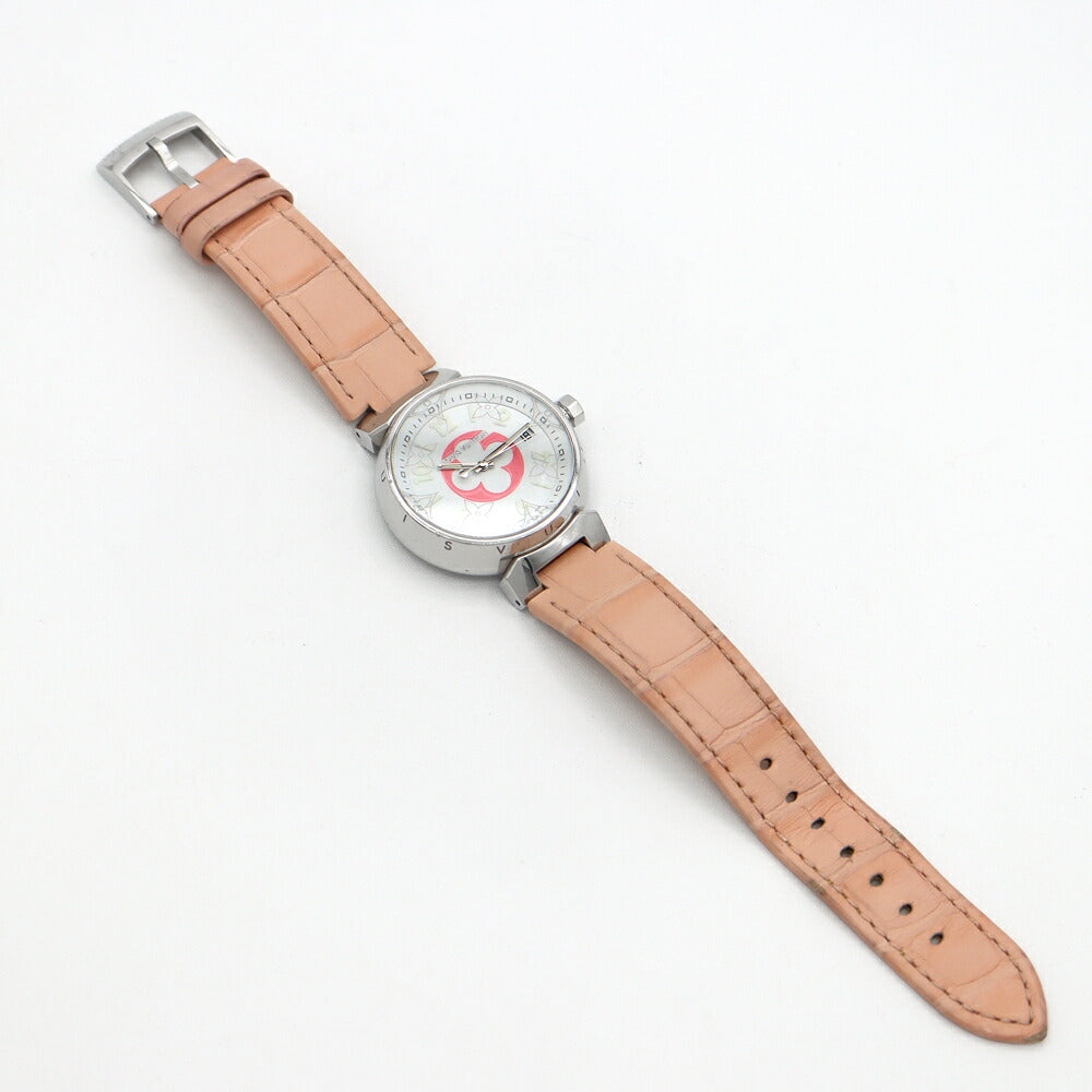 Battery replaced LOUIS VUITTON Tambour Japan Limited QA008 Date 100m Water Resistant White SS Stainless Steel Genuine Belt Genuine Buckle Ladies Quartz [6 Month Warranty] [Watch] [Used]