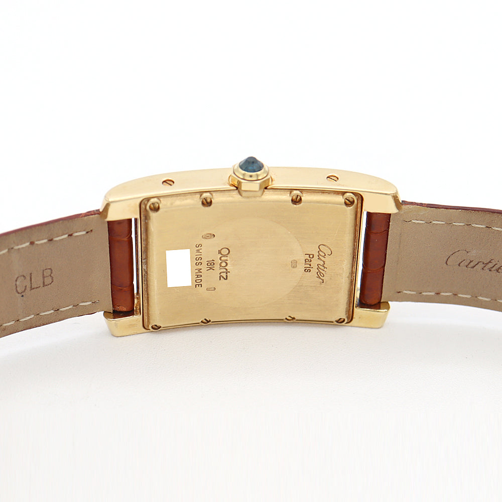 電池交換済 Cartier カルティエ タンクアメリカンMM スモールセコンド W2600951 デイト 白 ホワイト K18YG イエローゴールド 純正ベルト 純正K18尾錠 メンズ クォーツ【6ヶ月保証】【腕時計】【中古】