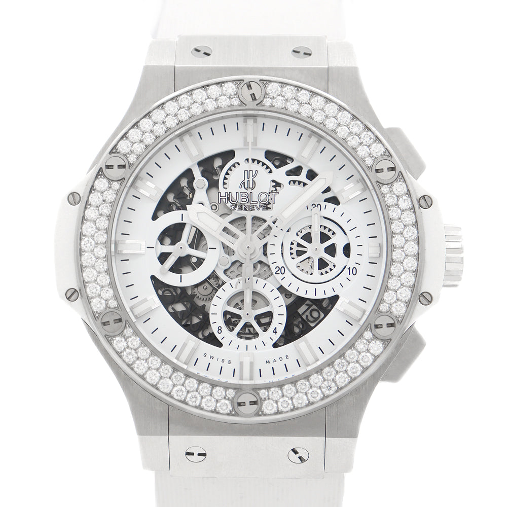 Inspector HUBLOT Ublo Big Big Bang Bang Bang Japan Limited All White Diamond 311.se.2010.RW.1104.jsm12 Genuine Diamond Besel Chronograph Date White White Skeleton Men's Automatic Big Bang [6 months warranty] [Watch] [Used]