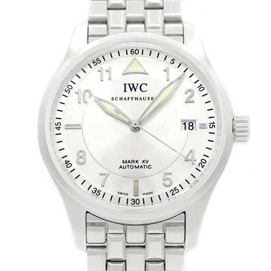 Internally inspected IWC International Watch Company Spitfire Mark XV IW325314 Date Silver SS Stainless Steel Men's Automatic Mark 15 [6 Month Warranty] [Watch] [Used]