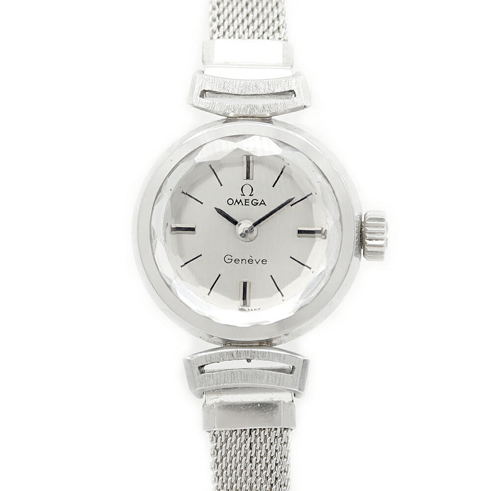 OMEGA オメガ Geneve ジュネーブ 511.319 Cal.485 17石 カットガラス シルバー SS ステンレス レディース 手巻き アンティーク ヴィンテージ【腕時計】【中古】