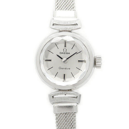 OMEGA オメガ Geneve ジュネーブ 511.319 Cal.485 17石 カットガラス シルバー SS ステンレス レディース 手巻き アンティーク ヴィンテージ【腕時計】【中古】