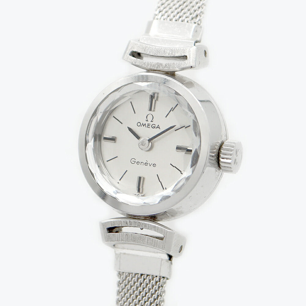 OMEGA オメガ Geneve ジュネーブ 511.319 Cal.485 17石 カットガラス シルバー SS ステンレス レディース 手巻き アンティーク ヴィンテージ【腕時計】【中古】