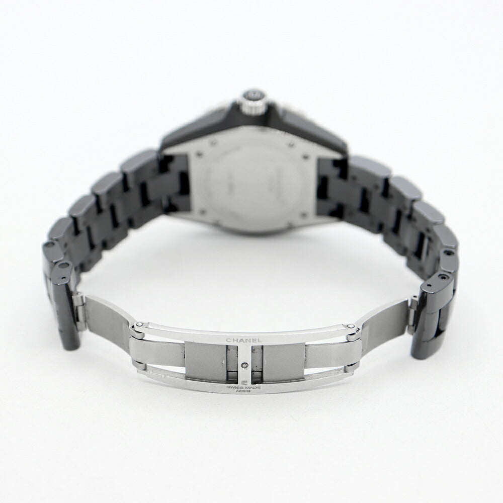 内部点検済 CHANEL シャネル J12 38mm 2重ダイヤベゼル H1709 純正ダイヤモンド パヴェダイヤ デイト 200m防水 黒 ブラック セラミック SS ステンレス メンズ 自動巻き【6ヶ月保証】【腕時計】【中古】