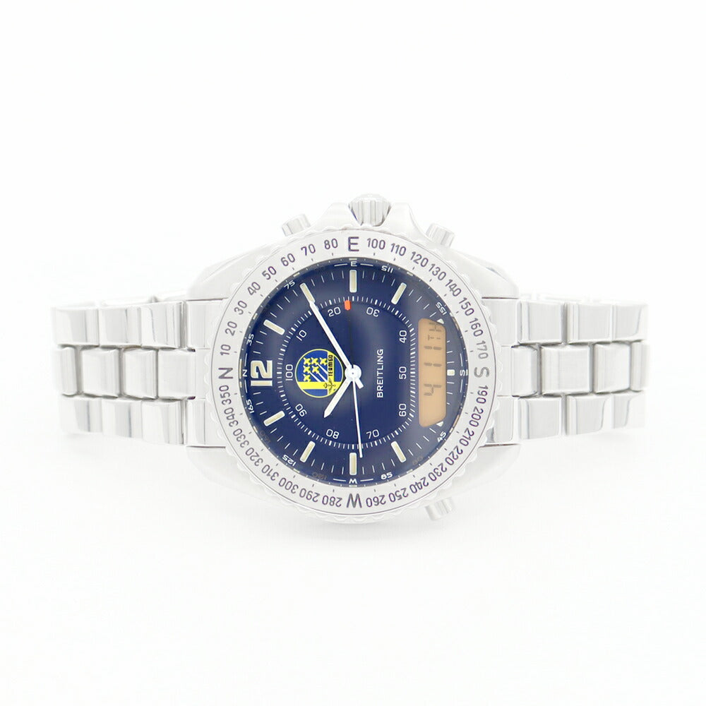 電池交換済 BREITLING ブライトリング プルトン スウェーデン空軍 チーム60 1000本限定 A51038 クロノグラフ 紺 ネイビー SS ステンレス メンズ デジアナ クォーツ【6ヶ月保証】【腕時計】【中古】