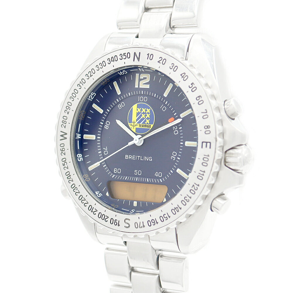 電池交換済 BREITLING ブライトリング プルトン スウェーデン空軍 チーム60 1000本限定 A51038 クロノグラフ 紺 ネイビー SS ステンレス メンズ デジアナ クォーツ【6ヶ月保証】【腕時計】【中古】