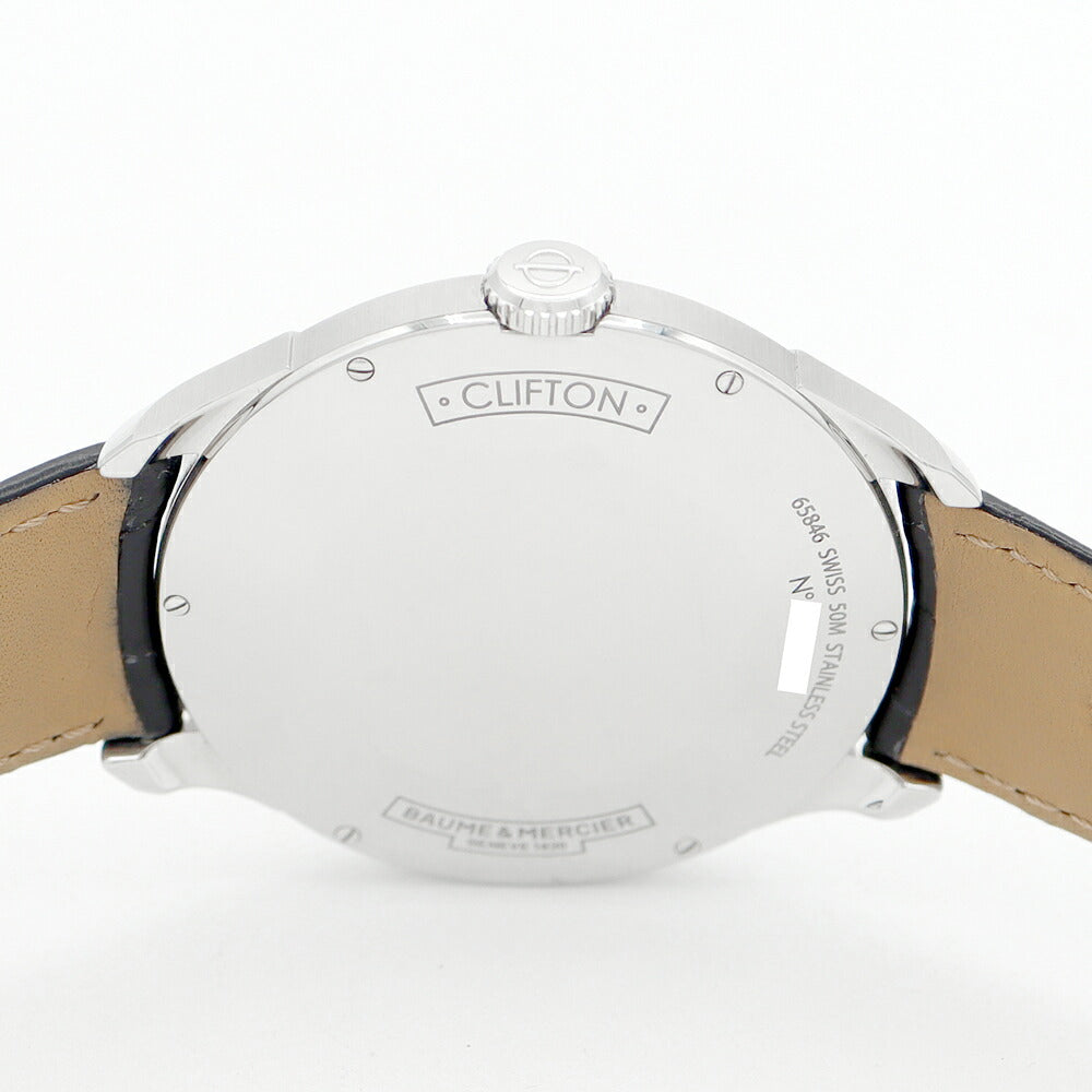 電池交換済 BAUME＆MERCIER ボーム&メルシェ クリフトン M0A10420 デイト 50m防水 青 ブルー SS ステンレス 純正ベルト 純正尾錠 メンズ クォーツ【6ヶ月保証】【腕時計】【中古】