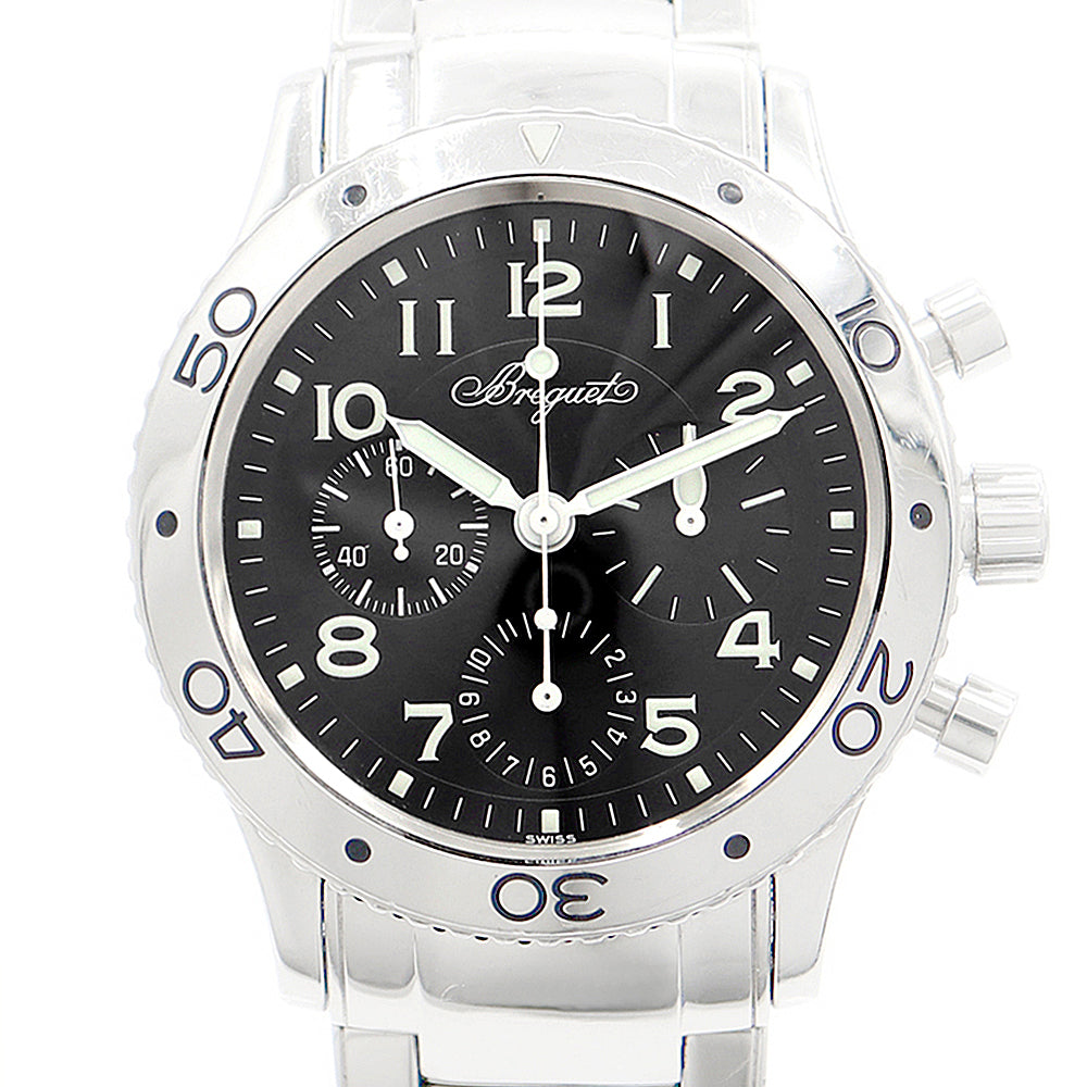 Breguet ブレゲ アエロナバル タイプXX 3800ST 92 SW9 クロノグラフ 100m防水 スモールセコンド 黒 ブラック SS ステンレス メンズ 自動巻き タイプ20【6ヶ月保証】【腕時計】【中古】