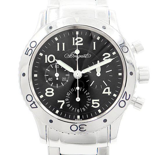 Breguet ブレゲ アエロナバル タイプXX 3800ST 92 SW9 クロノグラフ 100m防水 スモールセコンド 黒 ブラック SS ステンレス メンズ 自動巻き タイプ20【6ヶ月保証】【腕時計】【中古】