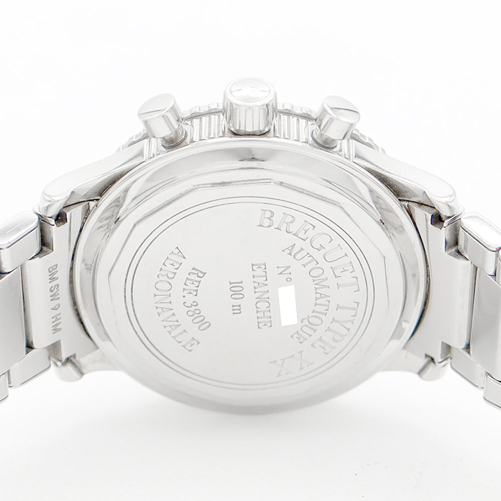 Breguet ブレゲ アエロナバル タイプXX 3800ST 92 SW9 クロノグラフ 100m防水 スモールセコンド 黒 ブラック SS ステンレス メンズ 自動巻き タイプ20【6ヶ月保証】【腕時計】【中古】