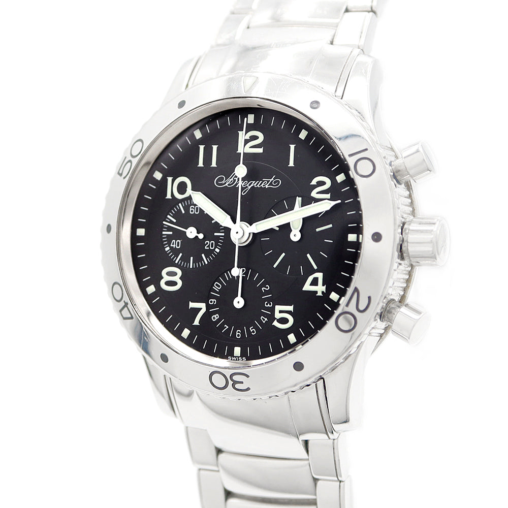 Breguet ブレゲ アエロナバル タイプXX 3800ST 92 SW9 クロノグラフ 100m防水 スモールセコンド 黒 ブラック SS ステンレス メンズ 自動巻き タイプ20【6ヶ月保証】【腕時計】【中古】