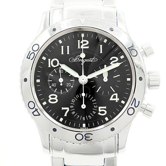Breguet ブレゲ アエロナバル タイプXX 3800ST 92 SW9 クロノグラフ 100m防水 スモールセコンド 黒 ブラック SS ステンレス メンズ 自動巻き タイプ20【6ヶ月保証】【腕時計】【中古】