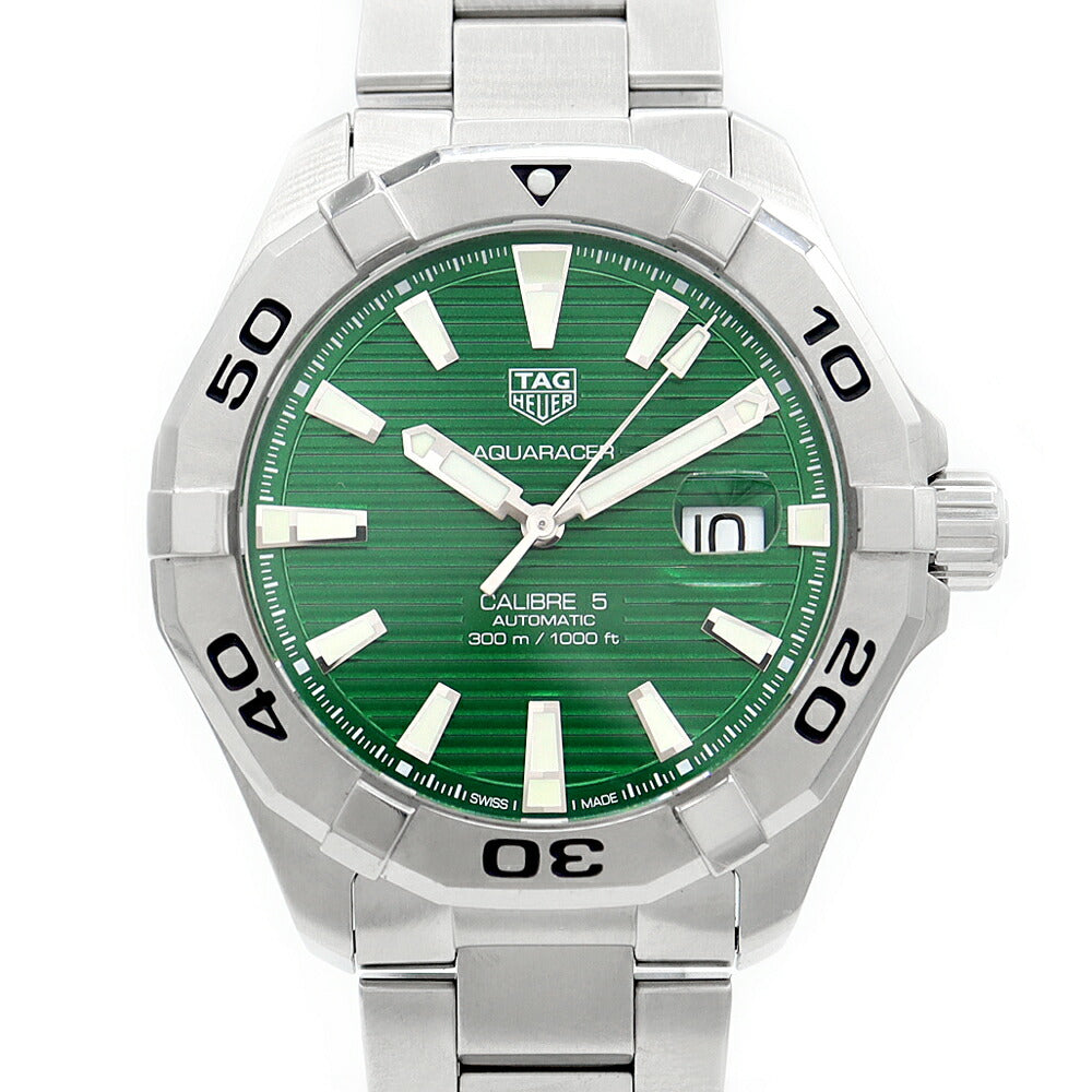 Internally inspected TAG Heuer Aquaracer Caliber 5 WAY2015 BA0927 300m Water Resistant Date Green SS Stainless Steel Men's Automatic Winding [6 Month Warranty] [Watch] [Used]
