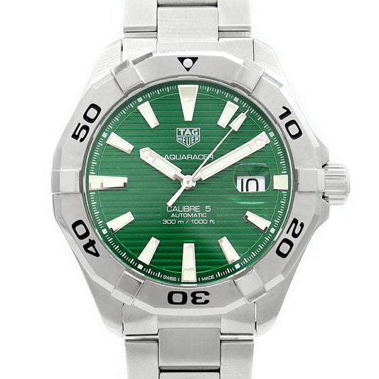 Internally inspected TAG Heuer Aquaracer Caliber 5 WAY2015 BA0927 300m Water Resistant Date Green SS Stainless Steel Men's Automatic Winding [6 Month Warranty] [Watch] [Used]
