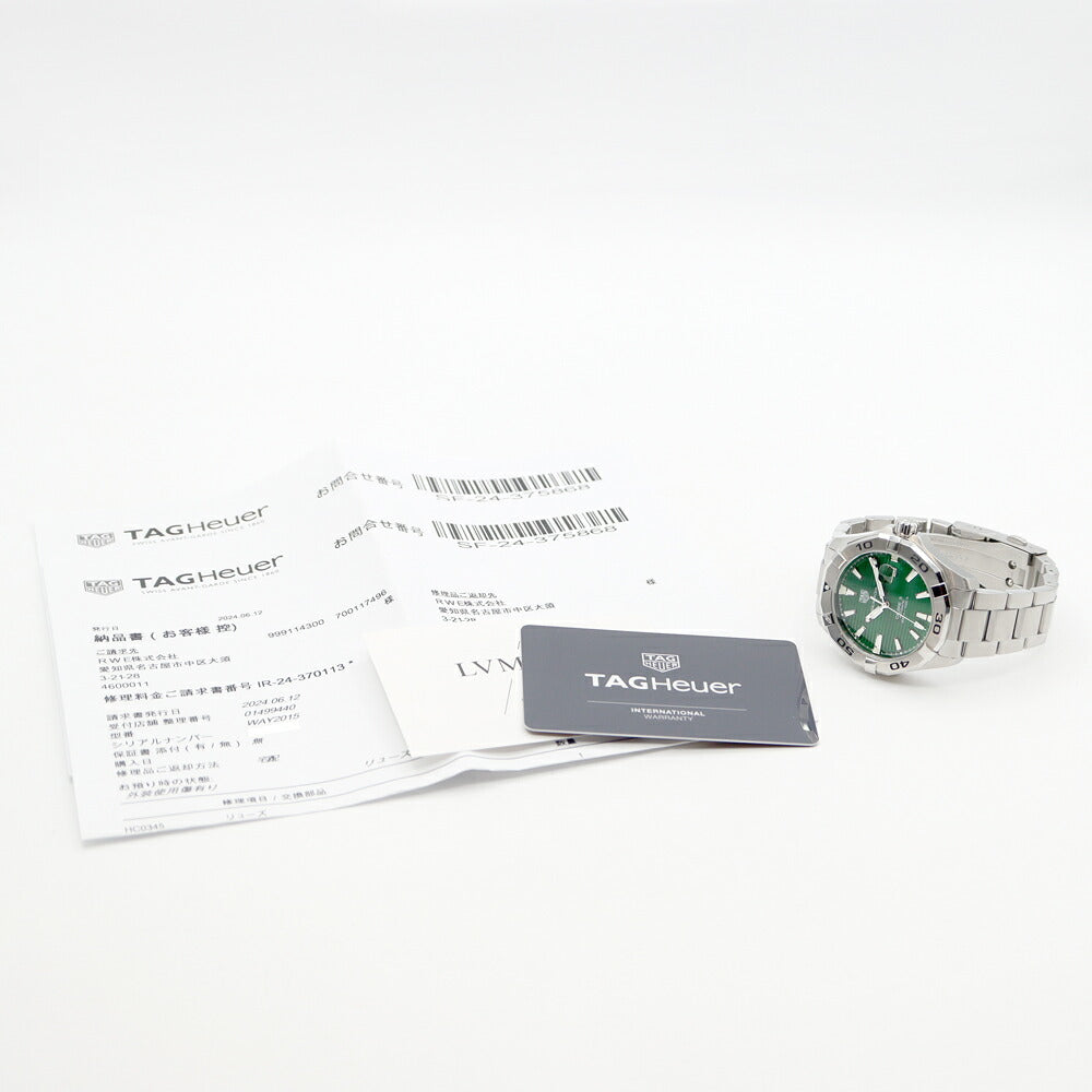 Internally inspected TAG Heuer Aquaracer Caliber 5 WAY2015 BA0927 300m Water Resistant Date Green SS Stainless Steel Men's Automatic Winding [6 Month Warranty] [Watch] [Used]