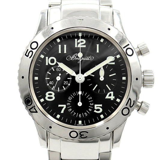 Breguet ブレゲ アエロナバル タイプXX 3800ST 92 SW9 クロノグラフ 100m防水 スモールセコンド 黒 ブラック SS ステンレス メンズ 自動巻き タイプ20【6ヶ月保証】【腕時計】【中古】