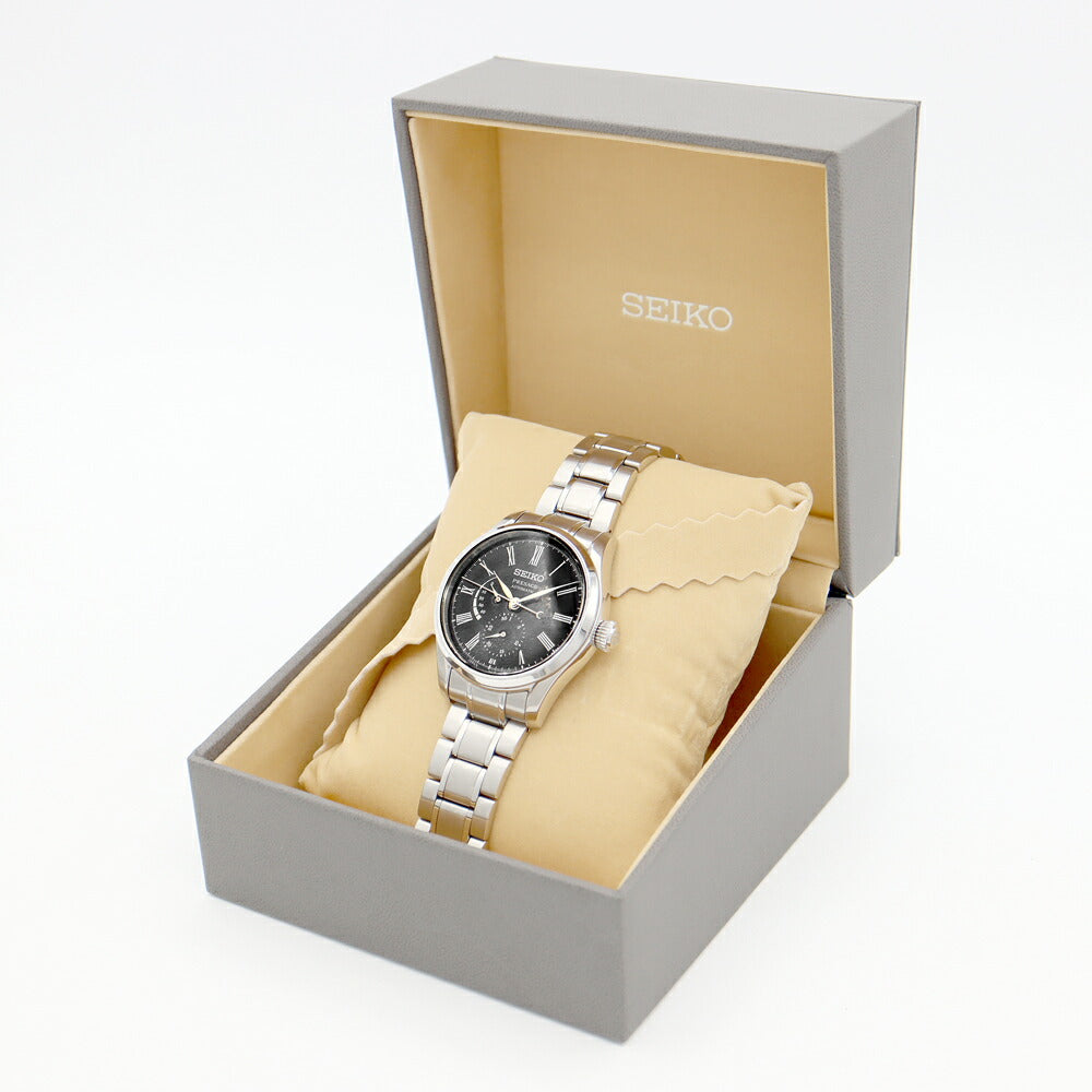 SEIKO Presage 6R27-00L0 Small Second Power Reserve Back Sketch Black SS Stainless Steel Men's Automatic Winding [6 Month Warranty] [Watch] [Used]