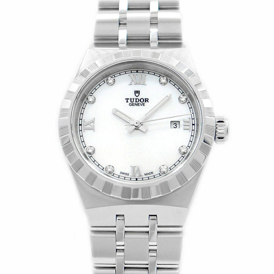 Internally inspected TUDOR Tudor Royal 28 28300 Diamond 8P Diamond White White Shell SS Stainless Steel Ladies Automatic Winding [6 Month Warranty] [Watch] [Used]