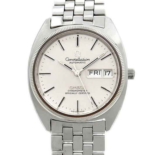 OMEGA Constellation C line chronometer day date ST168.0057 Cal.1021 23 stones WG bezel silver SS stainless steel men's automatic winding antique vintage [watch] [used]