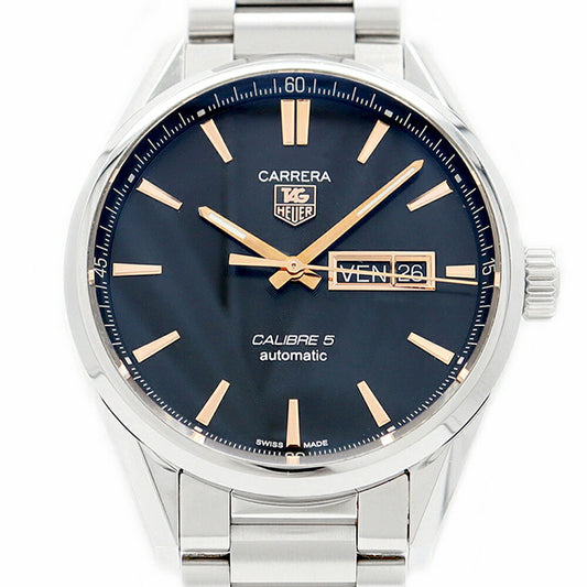 Internally inspected TAG Heuer Carrera Caliber 5 WAR201C BA0723 Day Date 100m Water Resistant Back Sketch Black SS Stainless Steel Men's Automatic Winding [6 Month Warranty] [Watch] [Used]