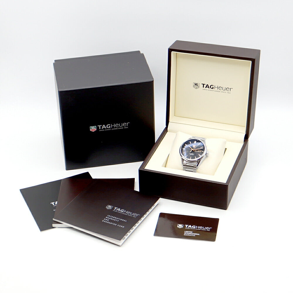 内部点検済 TAG Heuer タグホイヤー カレラ キャリバー5 WAR201C BA0723 デイデイト 100m防水 裏スケ 黒 ブラック SS ステンレス メンズ 自動巻き【6ヶ月保証】【腕時計】【中古】
