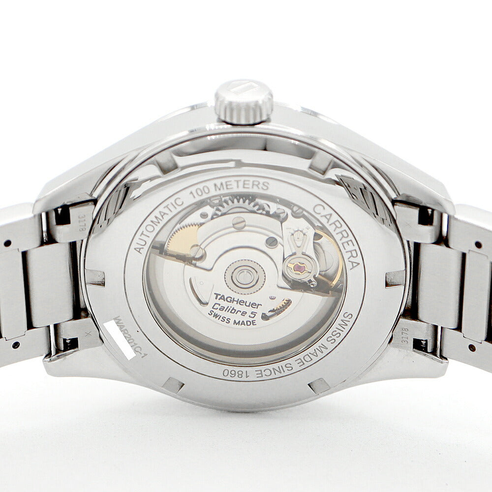 内部点検済 TAG Heuer タグホイヤー カレラ キャリバー5 WAR201C BA0723 デイデイト 100m防水 裏スケ 黒 ブラック SS ステンレス メンズ 自動巻き【6ヶ月保証】【腕時計】【中古】