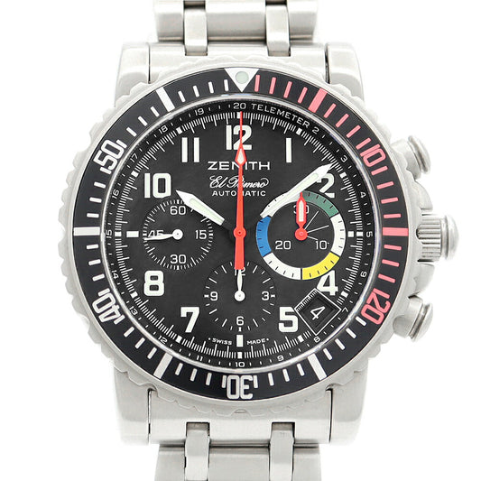 ZENITH El Primero Rainbow Flyback 02.0480.405/24 Chronograph Date 300m Water Resistant Black SS Stainless Steel Men's Automatic Winding [6 Month Warranty] [Watch] [Used]