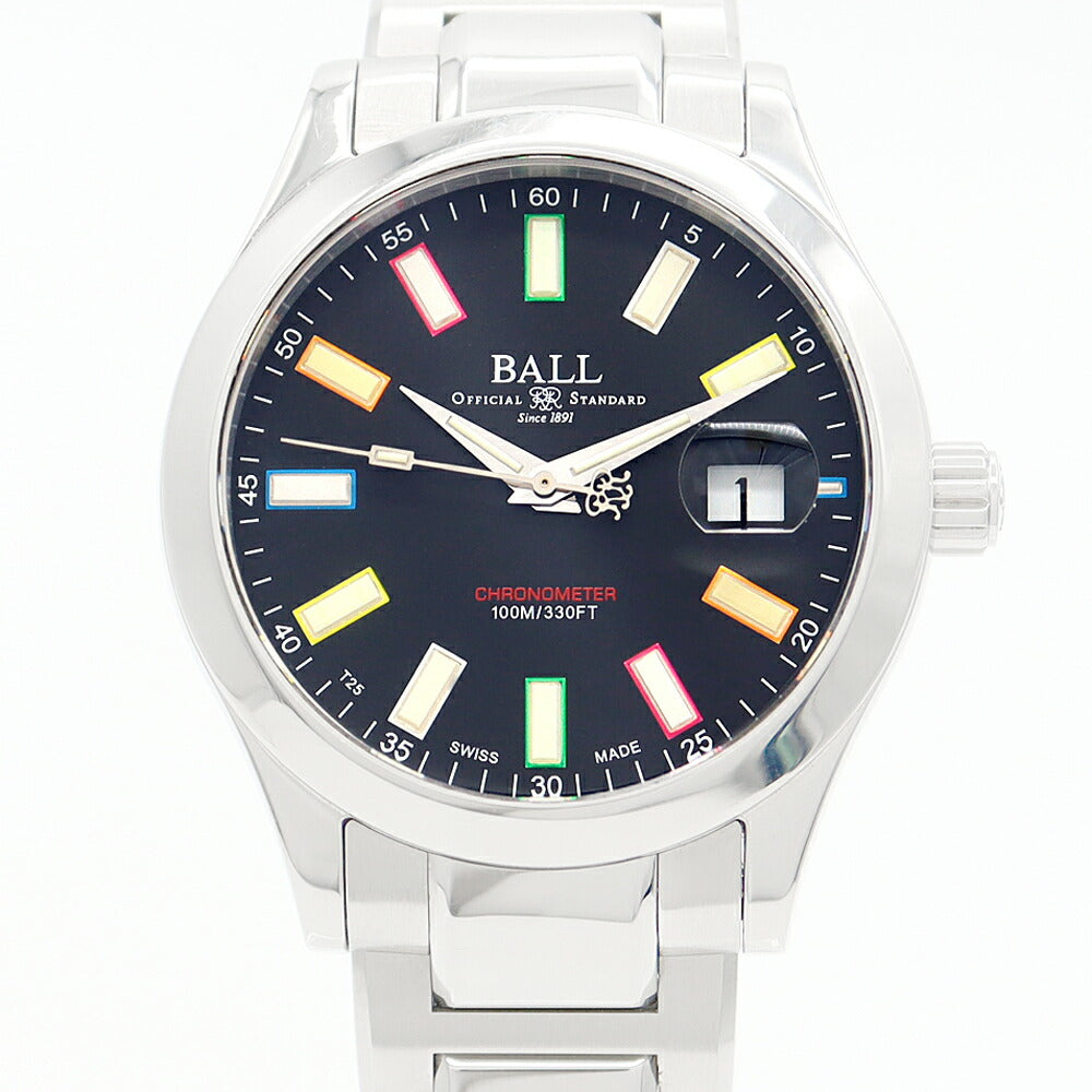 内部点検済 BALL ボール ウォッチ エンジニアIII マーベライト レインボー NM2026C S33CJ デイト 100m防水 黒 ブラック SS ステンレス メンズ 自動巻き【6ヶ月保証】【腕時計】【中古】