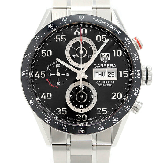 Internally inspected TAG Heuer Carrera Caliber 16 Day Date Chronograph CV2A10 BA0796 Back Skelton 100m Water Resistant Black SS Stainless Steel Men's Automatic Winding [6 Month Warranty] [Watch] [Used]