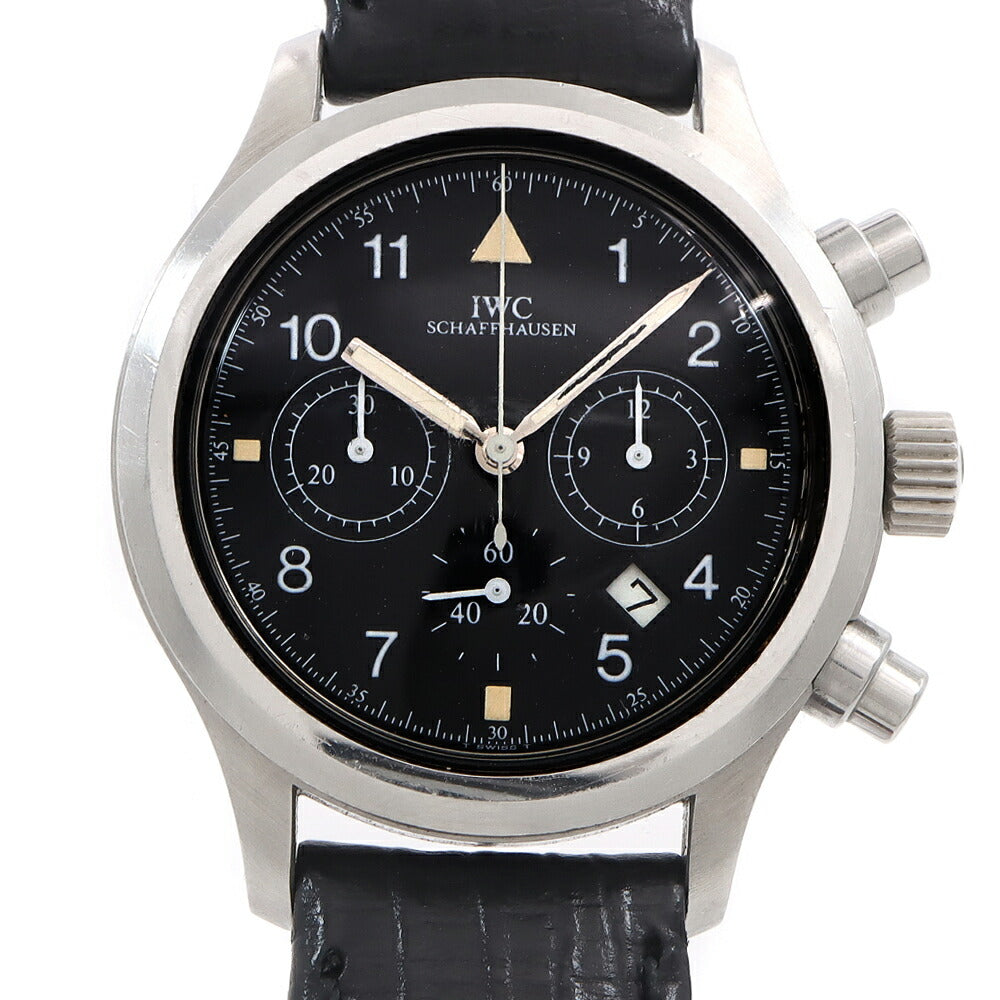 電池交換済 IWC インターナショナルウォッチカンパニー フリーガー クロノグラフ IW374002 デイト 黒 ブラック SS ステンレス 純正尾錠 メンズ クォーツ 【6ヶ月保証】【腕時計】【中古】