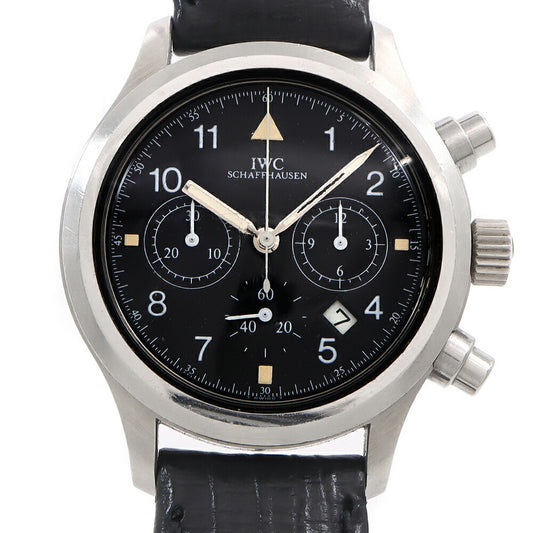 電池交換済 IWC インターナショナルウォッチカンパニー フリーガー クロノグラフ IW374002 デイト 黒 ブラック SS ステンレス 純正尾錠 メンズ クォーツ 【6ヶ月保証】【腕時計】【中古】