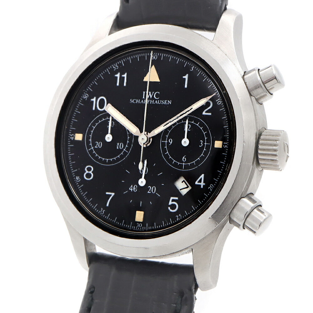 電池交換済 IWC インターナショナルウォッチカンパニー フリーガー クロノグラフ IW374002 デイト 黒 ブラック SS ステンレス 純正尾錠 メンズ クォーツ 【6ヶ月保証】【腕時計】【中古】