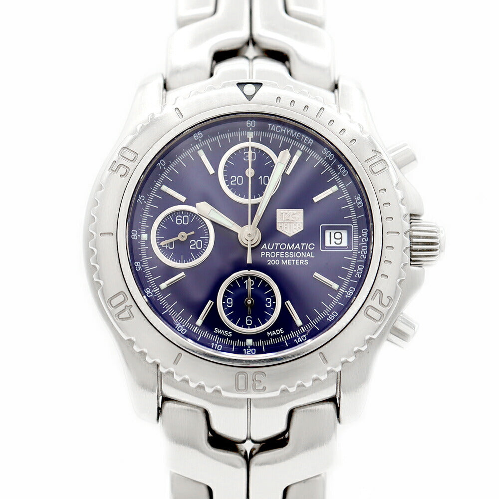 TAG Heuer タグホイヤー LINK リンク クロノグラフ CT2110 スモールセコンド デイト 200m防水 青 ブルー SS ステンレス メンズ 自動巻き【6ヶ月保証】【腕時計】【中古】