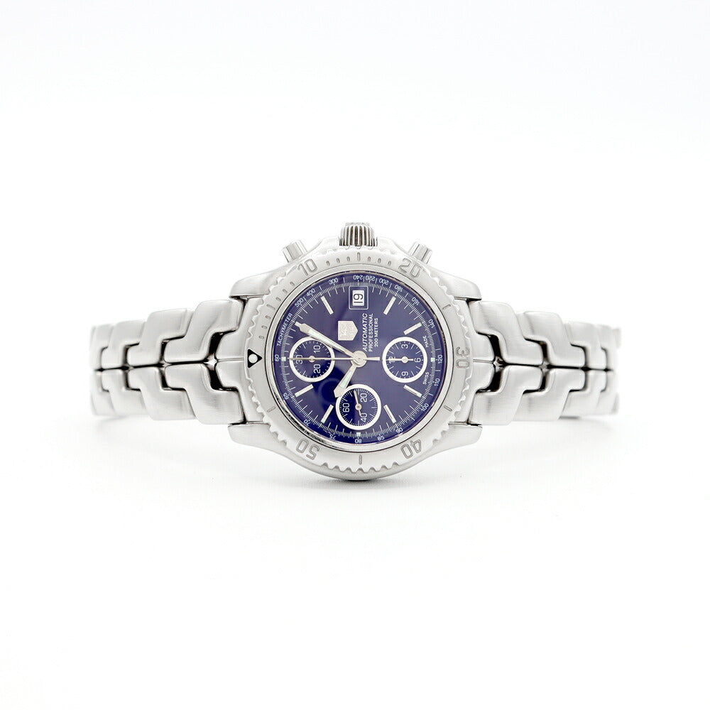 TAG Heuer タグホイヤー LINK リンク クロノグラフ CT2110 スモールセコンド デイト 200m防水 青 ブルー SS ステンレス メンズ 自動巻き【6ヶ月保証】【腕時計】【中古】