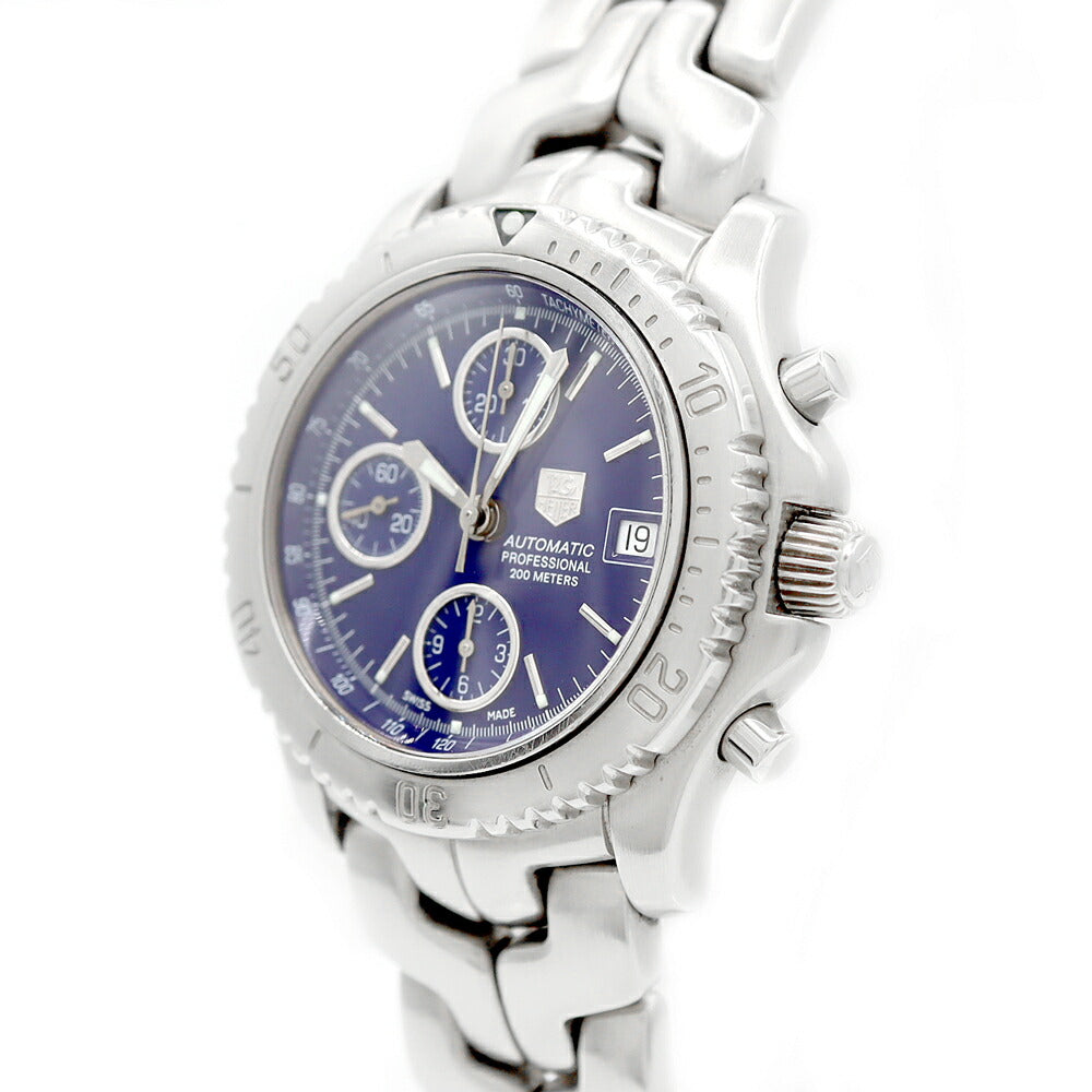 TAG Heuer タグホイヤー LINK リンク クロノグラフ CT2110 スモールセコンド デイト 200m防水 青 ブルー SS ステンレス メンズ 自動巻き【6ヶ月保証】【腕時計】【中古】