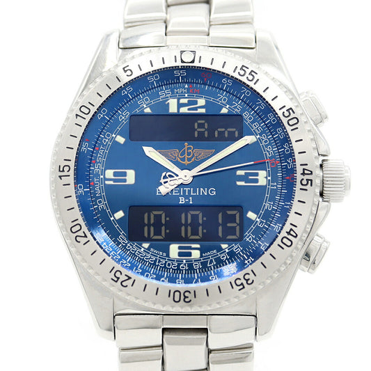 Battery replaced BREITLING B-1 Chronograph A68362 Date Blue SS Stainless Steel Men's Digiana Quartz B1 [6 Month Warranty] [Watch] [Used]