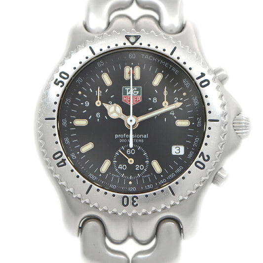 Battery replaced TAG Heuer S/EL Cell Professional 200 Chronograph CG1110 Date 200m Water Resistant Black SS Stainless Steel Men's Quartz [6 Month Warranty] [Watch] [Used]