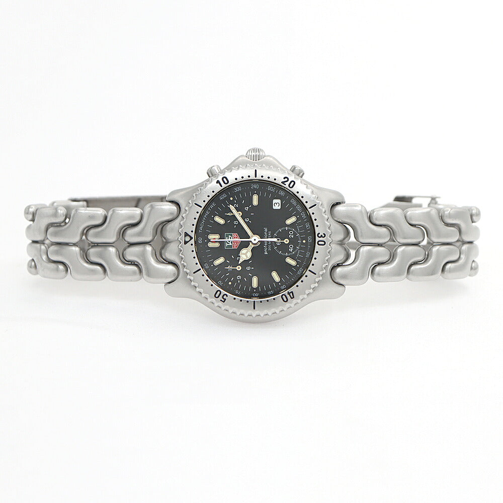 Battery replaced TAG Heuer S/EL Cell Professional 200 Chronograph CG1110 Date 200m Water Resistant Black SS Stainless Steel Men's Quartz [6 Month Warranty] [Watch] [Used]