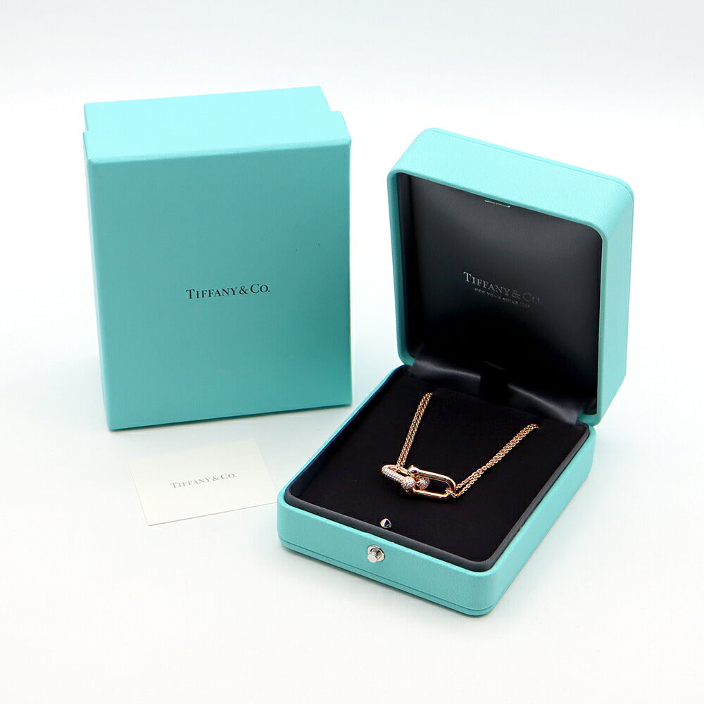 TIFFANY&Co. ティファニー ハードウェア ラージ ダブルリンク ペンダント パヴェ ダイヤモンド 68692504 K18PG ピンクゴールド 純正ダイヤモンド ユニセックス メンズ レディース ネックレス【ジュエリー】【中古】