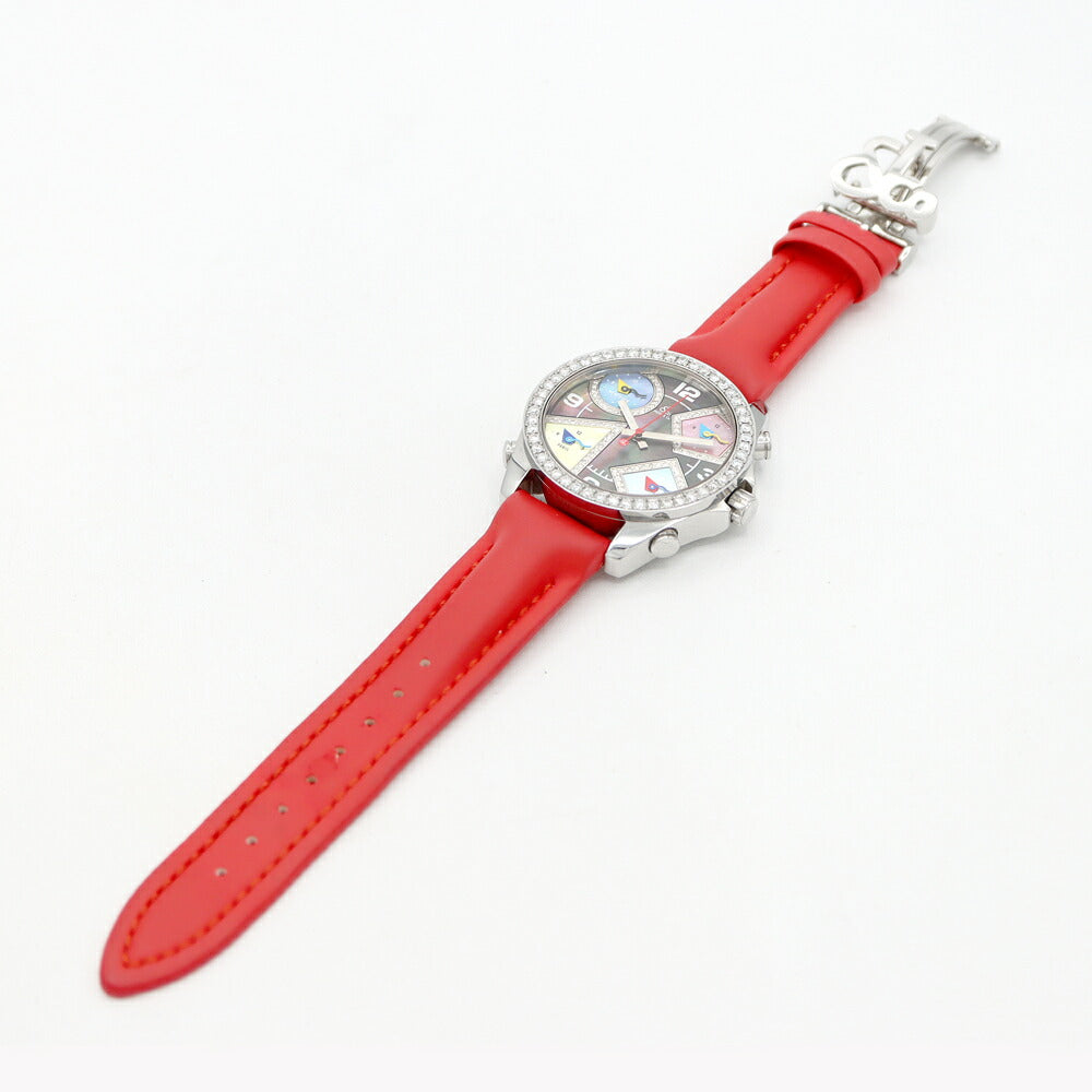 電池交換済 JACOB&Co. ジェイコブ ファイブタイムゾーン 40mm ダイヤモンド ダイヤベゼル ブラックシェル マルチカラー SS ステンレス 純正ベルト 純正尾錠 メンズ クォーツ 5タイム【6ヶ月保証】【腕時計】【中古】