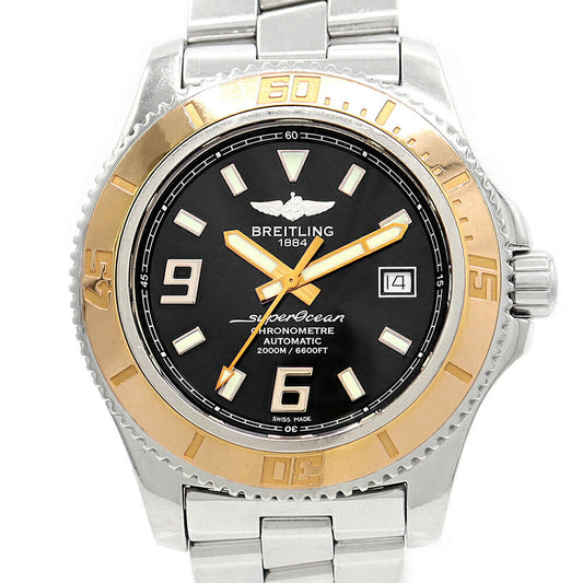 BREITLING ブライトリング スーパーオーシャン44 C17391 デイト 2000m防水 黒 ブラック K18PG ピンクゴールド SS ステンレス メンズ 自動巻き【6ヶ月保証】【腕時計】【中古】