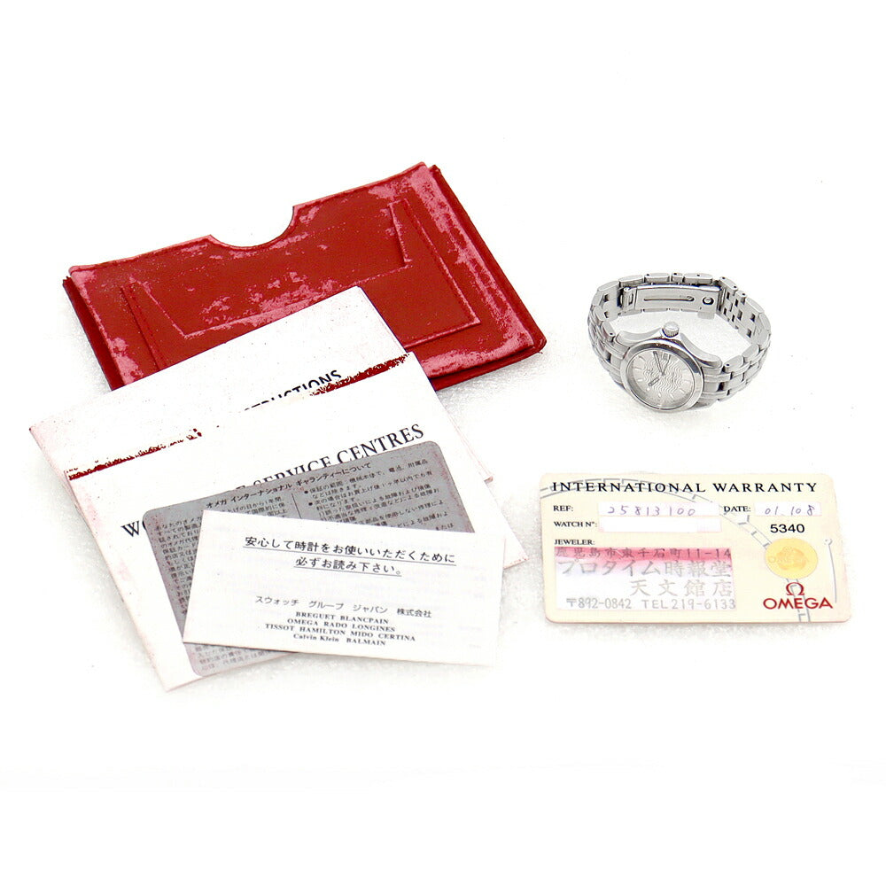 電池交換済 OMEGA オメガ シーマスター 120 2581.31 デイト 120m防水 シルバー ギョーシェ SS ステンレス レディース クォーツ【6ヶ月保証】【腕時計】【中古】