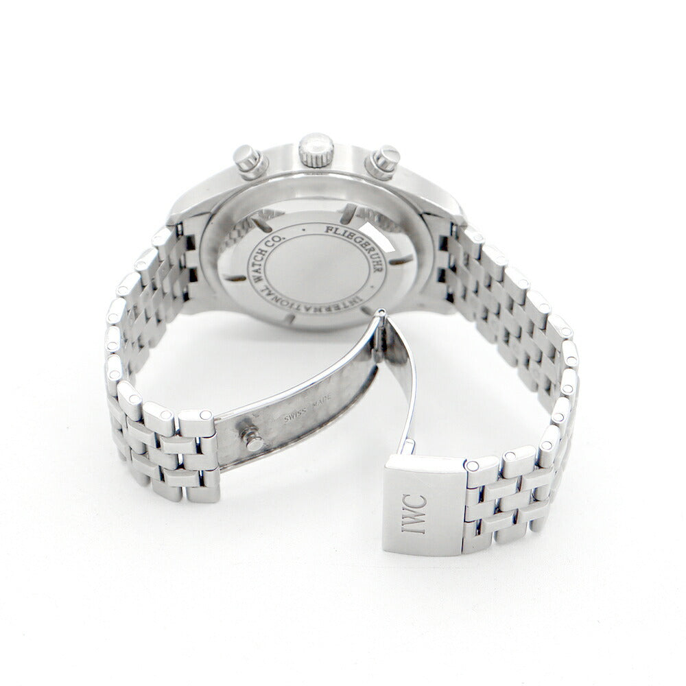 内部点検済 IWC インターナショナルウォッチカンパニー パイロットウォッチ クロノグラフ IW371704 デイデイト スモールセコンド 黒 ブラック SS ステンレス メンズ 自動巻き【6ヶ月保証】【腕時計】【中古】