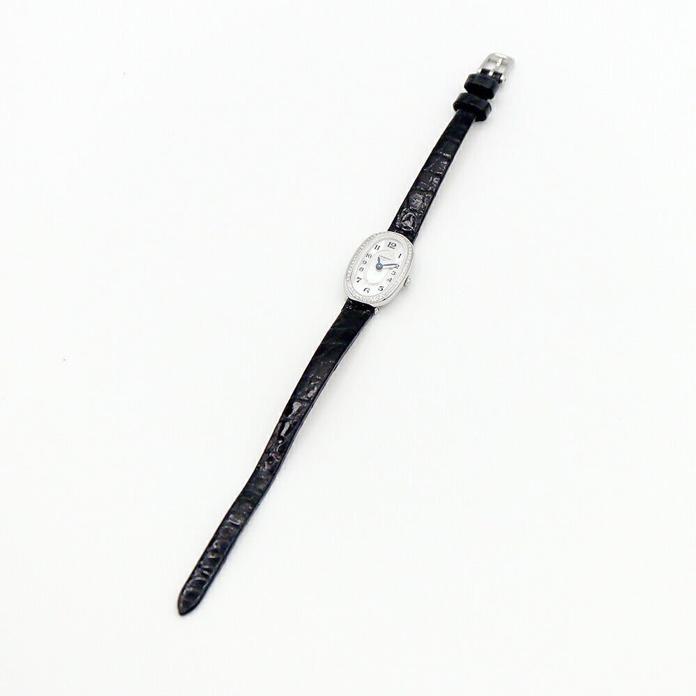 電池交換済 LONGINES ロンジン サンフォネット ダイヤベゼル L2.304.0.83.0 ダイヤモンド 30m防水 白 ホワイトシェル SS ステンレス 純正ベルト 純正尾錠 レディース クォーツ【6ヶ月保証】【腕時計】【中古】