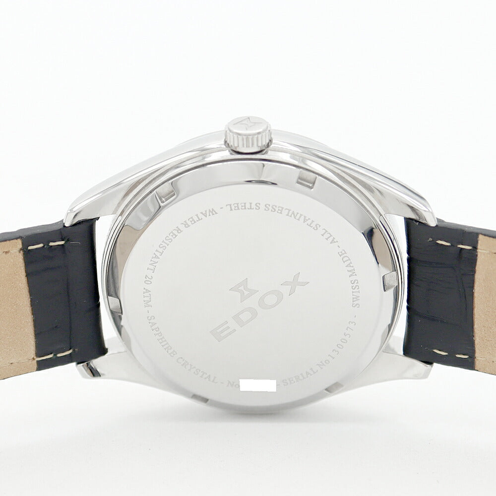 EDOX Revo Belts Moon Phase 80505 Date 50m Water Resistant Black SS Stainless Steel Genuine Belt Genuine Buckle Men's Automatic Winding [6 Month Warranty] [Watch] [Used]