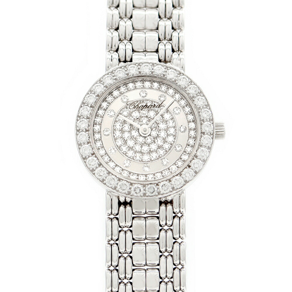 電池交換済 Chopard ショパール 10/5602 純正ダイヤモンド ダイヤベゼル パヴェダイヤ シルバー K18WG ホワイトゴールド 金無垢 レディース クォーツ【6ヶ月保証】【腕時計】【中古】