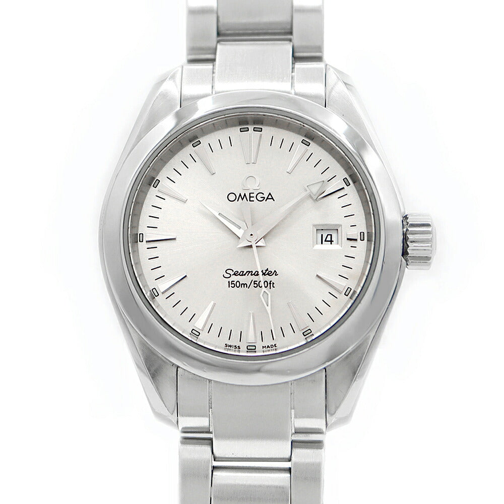 電池交換済 OMEGA オメガ シーマスター アクアテラ 2577.30 デイト シルバー SS ステンレス レディース クォーツ【6ヶ月保証】【腕時計】【中古】