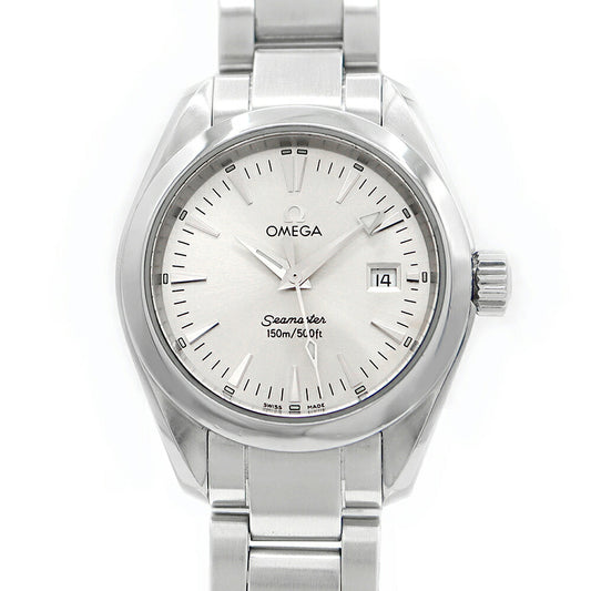 電池交換済 OMEGA オメガ シーマスター アクアテラ 2577.30 デイト シルバー SS ステンレス レディース クォーツ【6ヶ月保証】【腕時計】【中古】
