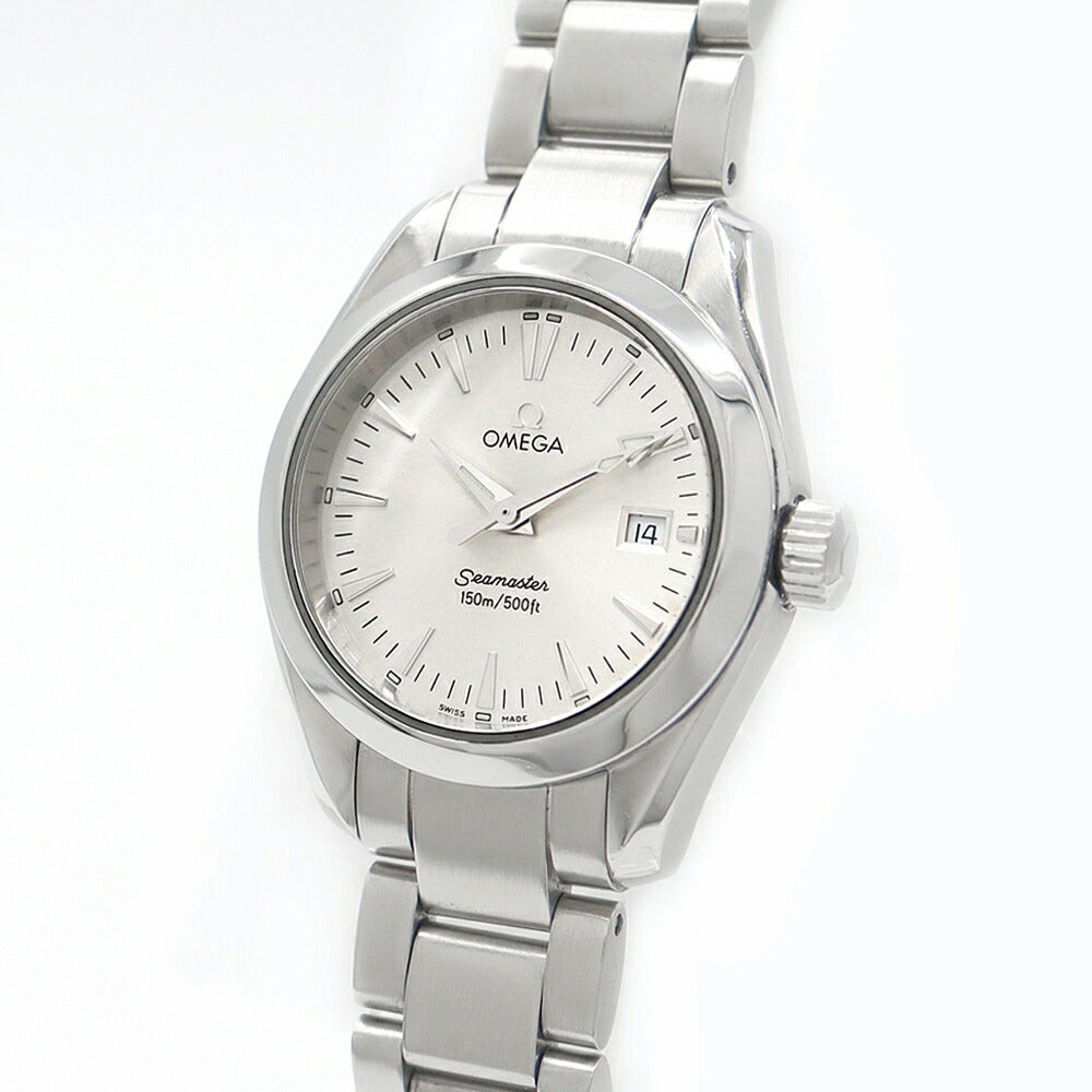 電池交換済 OMEGA オメガ シーマスター アクアテラ 2577.30 デイト シルバー SS ステンレス レディース クォーツ【6ヶ月保証】【腕時計】【中古】