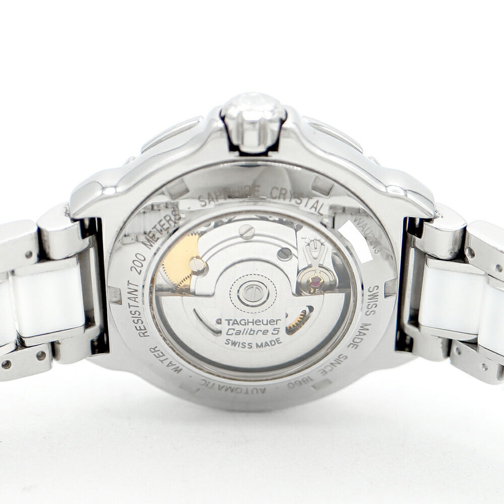 内部点検済 TAG Heuer タグホイヤー フォーミュラ1 ダイヤベゼル WAU2213 ダイヤモンド 11Pダイヤ 200m防水 デイト 白 ホワイト CE セラミック SS ステンレス レディース 自動巻き フォーミュラー1【6ヶ月保証】【腕時計】【中古】